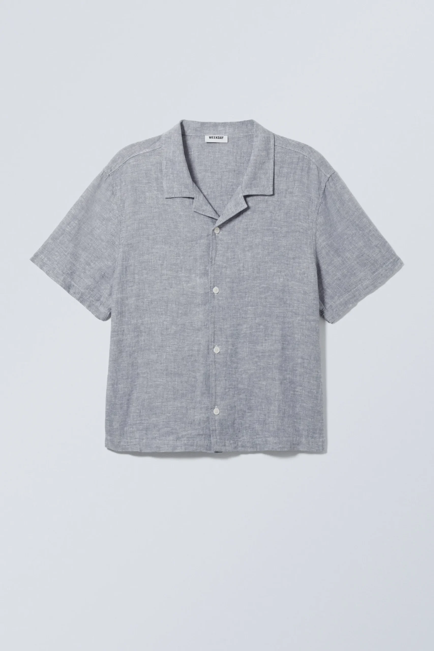 Weekday LOOSE SHORT SLEEVE LINEN BLEND SHIRT dusty blue Cheap