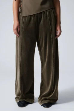 Weekday LOOSE WASHED VELVET TRACK TROUSERS washed black Flash Sale