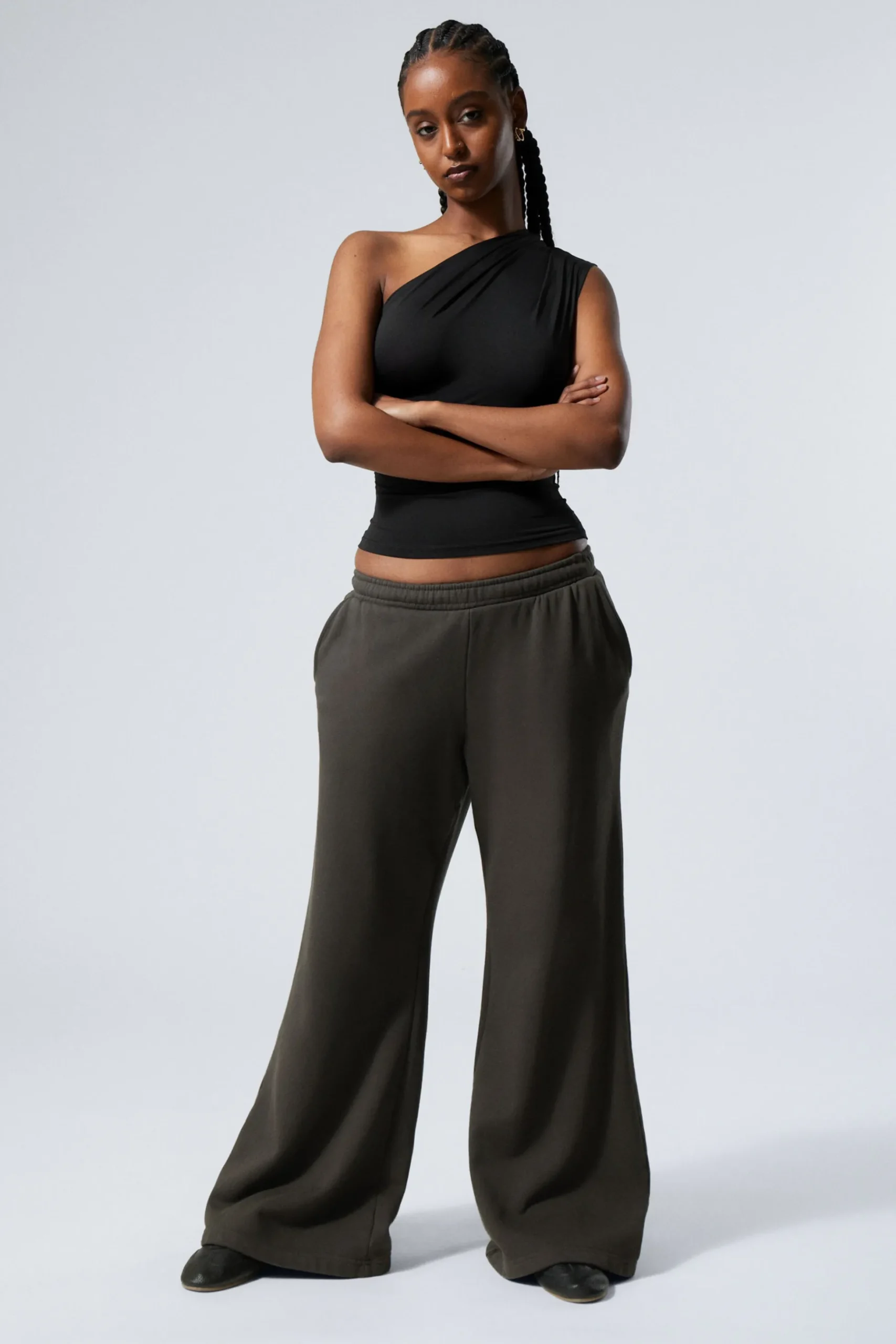 Weekday LOW RELAXED FLARED HEAVY SWEATPANTS dark grey Flash Sale