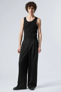 Weekday LOW WAIST LOOSE FIT SUIT TROUSERS black Cheap