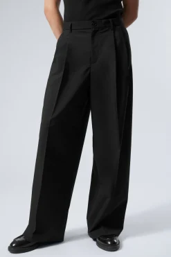 Weekday LOW WAIST LOOSE FIT SUIT TROUSERS black Cheap