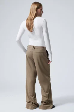 Weekday LOW-WAISTED LOOSE FIT SUIT TROUSERS beige Cheap