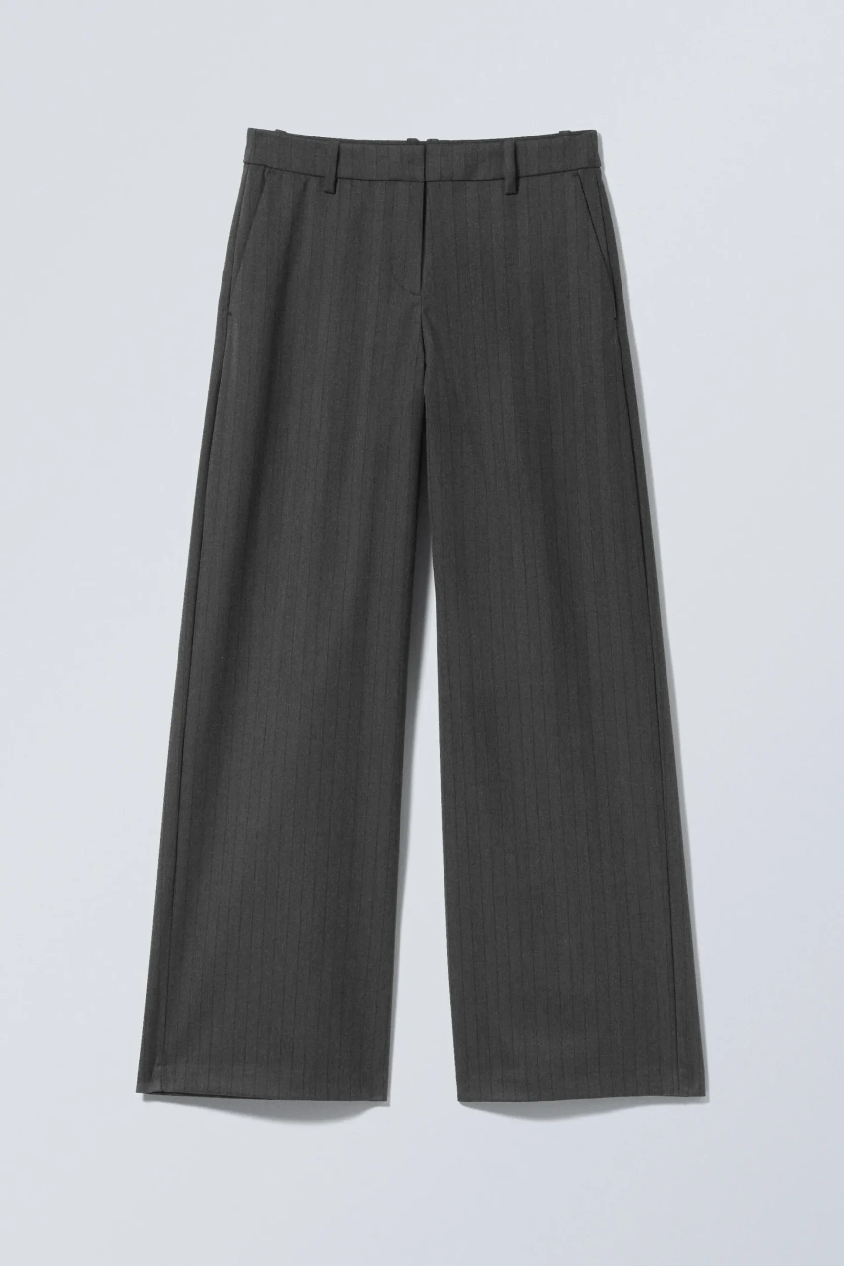 Weekday LOW-WAISTED LOOSE FIT SUIT TROUSERS striped dark grey Cheap