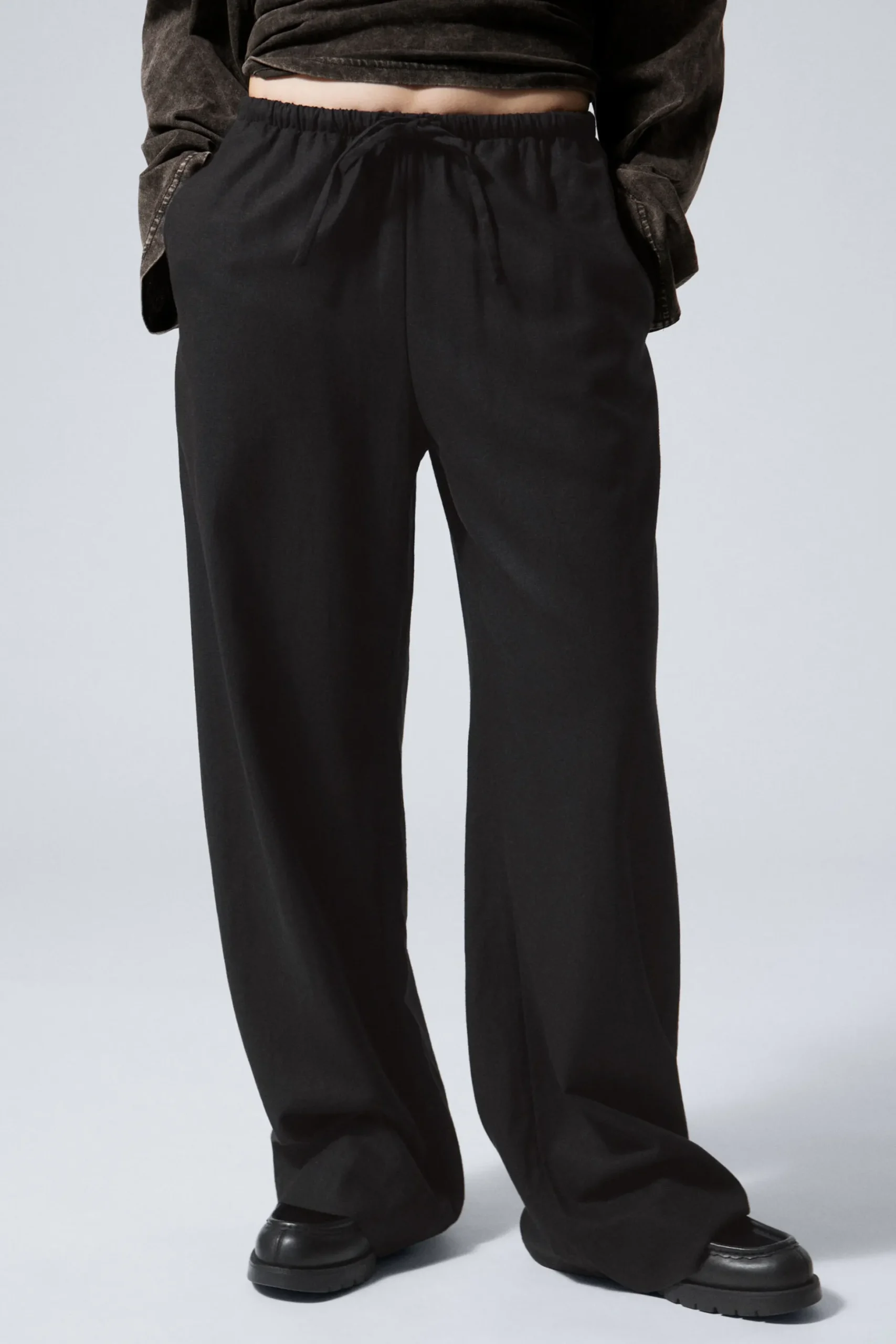 Weekday MIA LINEN MIX TROUSERS black Flash Sale