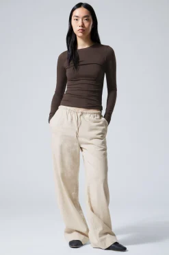 Weekday MIA LINEN MIX TROUSERS ecru New