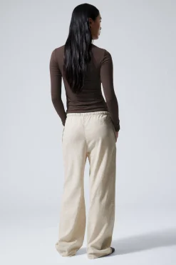 Weekday MIA LINEN MIX TROUSERS ecru New