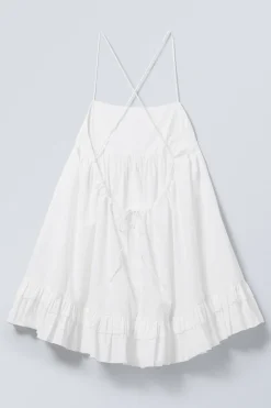 Weekday MINI POPLIN STRAP DRESS white New