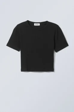 Weekday MINI RIB CROP TOP black Fashion