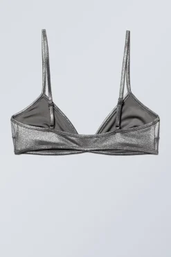Weekday MINIMAL GLITTER BIKINI TOP grey glitter Flash Sale
