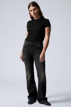 Weekday MOON MID RISE REGULAR BOOTCUT LEG JEANS deep night black Clearance