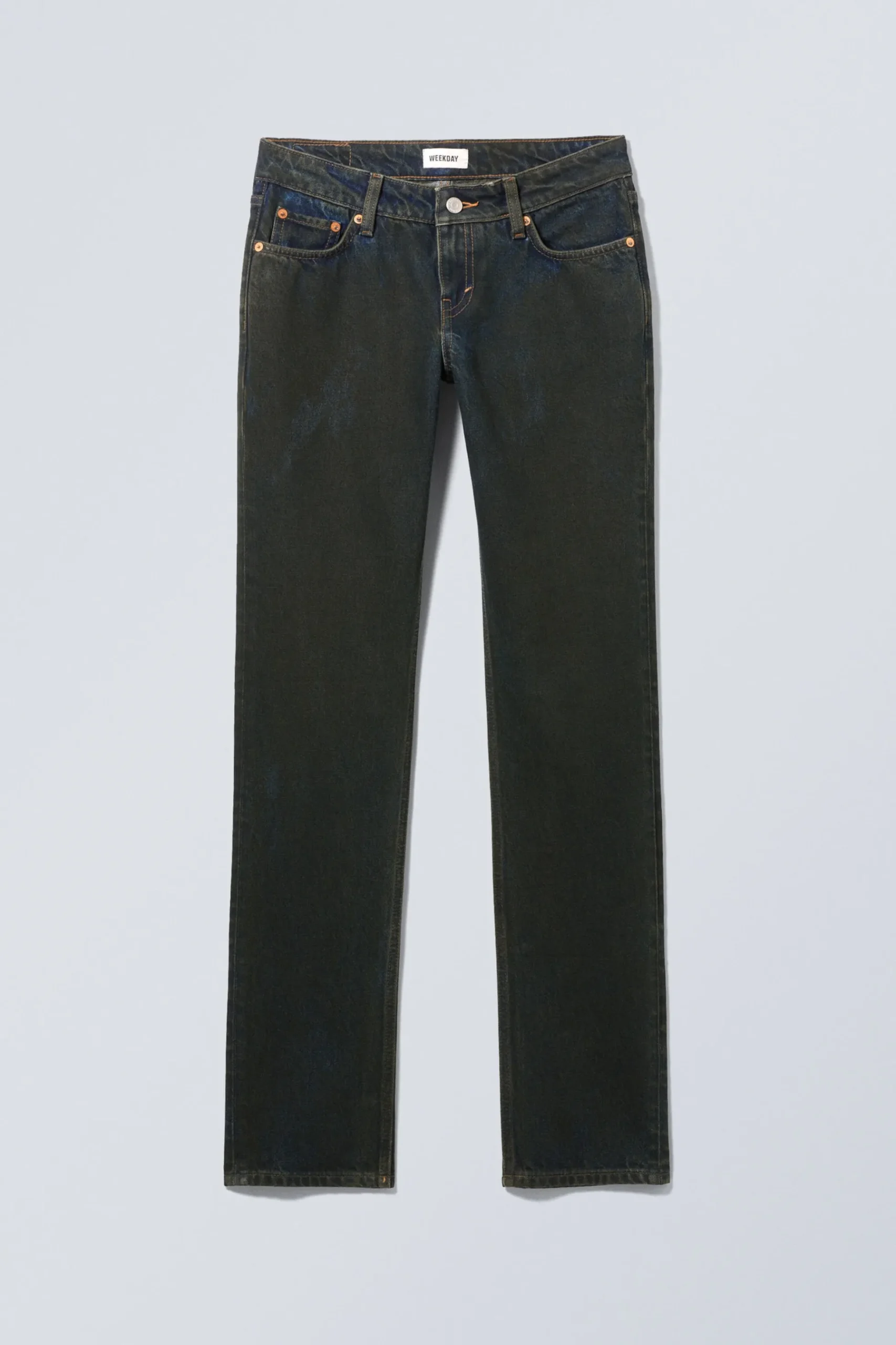 Weekday NAIL LOW RISE SLIM STRAIGHT LEG JEANS soil blue brown stained blue Shop