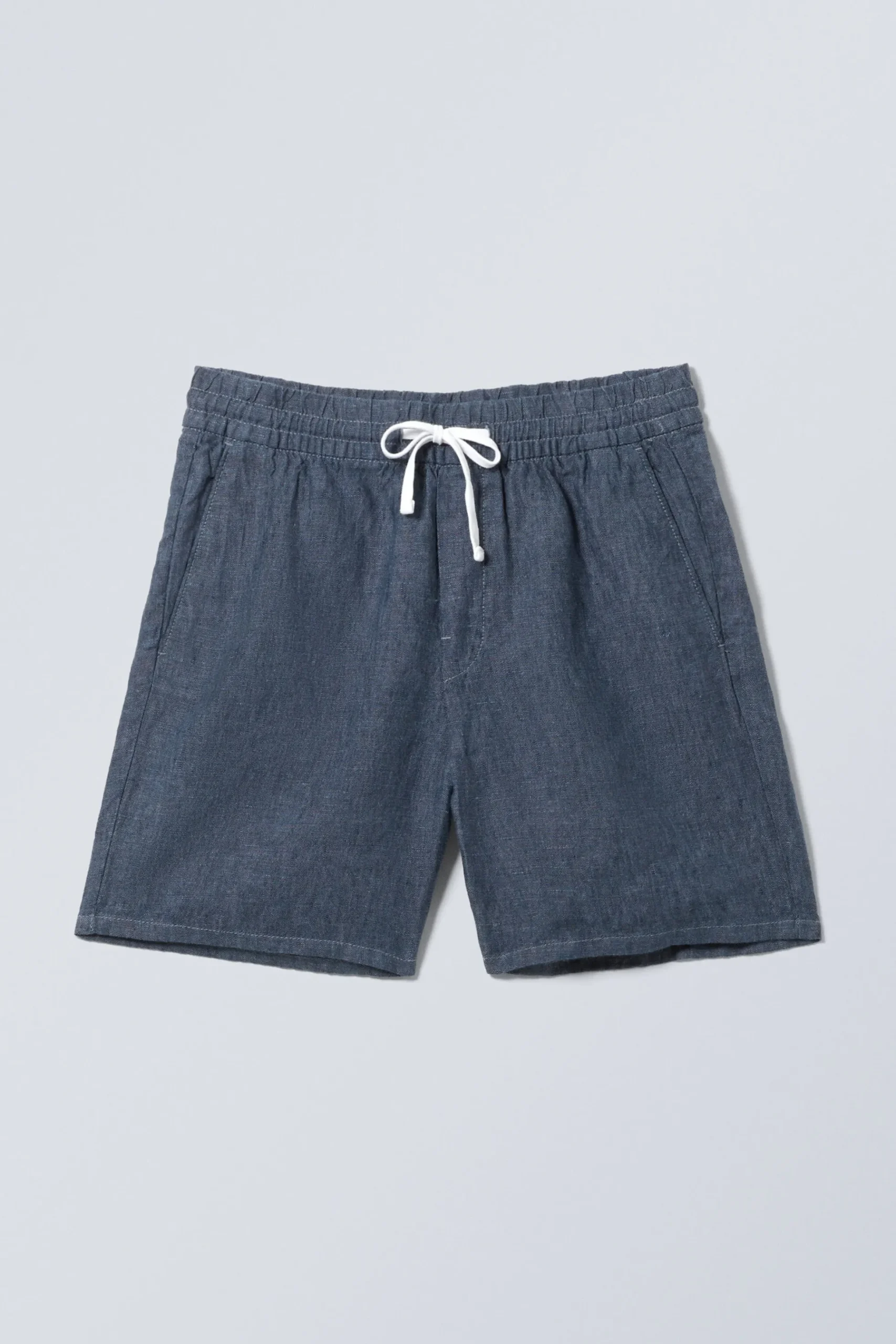 Weekday OLSEN LINEN SHORTS dark blue melange Best Sale