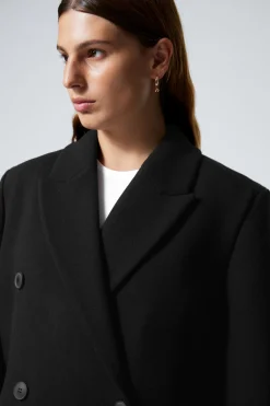 Weekday OVERSIZED DOUBLE-BREASTED WOOL-BLEND COAT black Shop