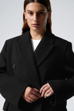 Weekday OVERSIZED DOUBLE-BREASTED WOOL-BLEND COAT black Shop