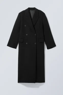 Weekday OVERSIZED DOUBLE-BREASTED WOOL-BLEND COAT black Shop
