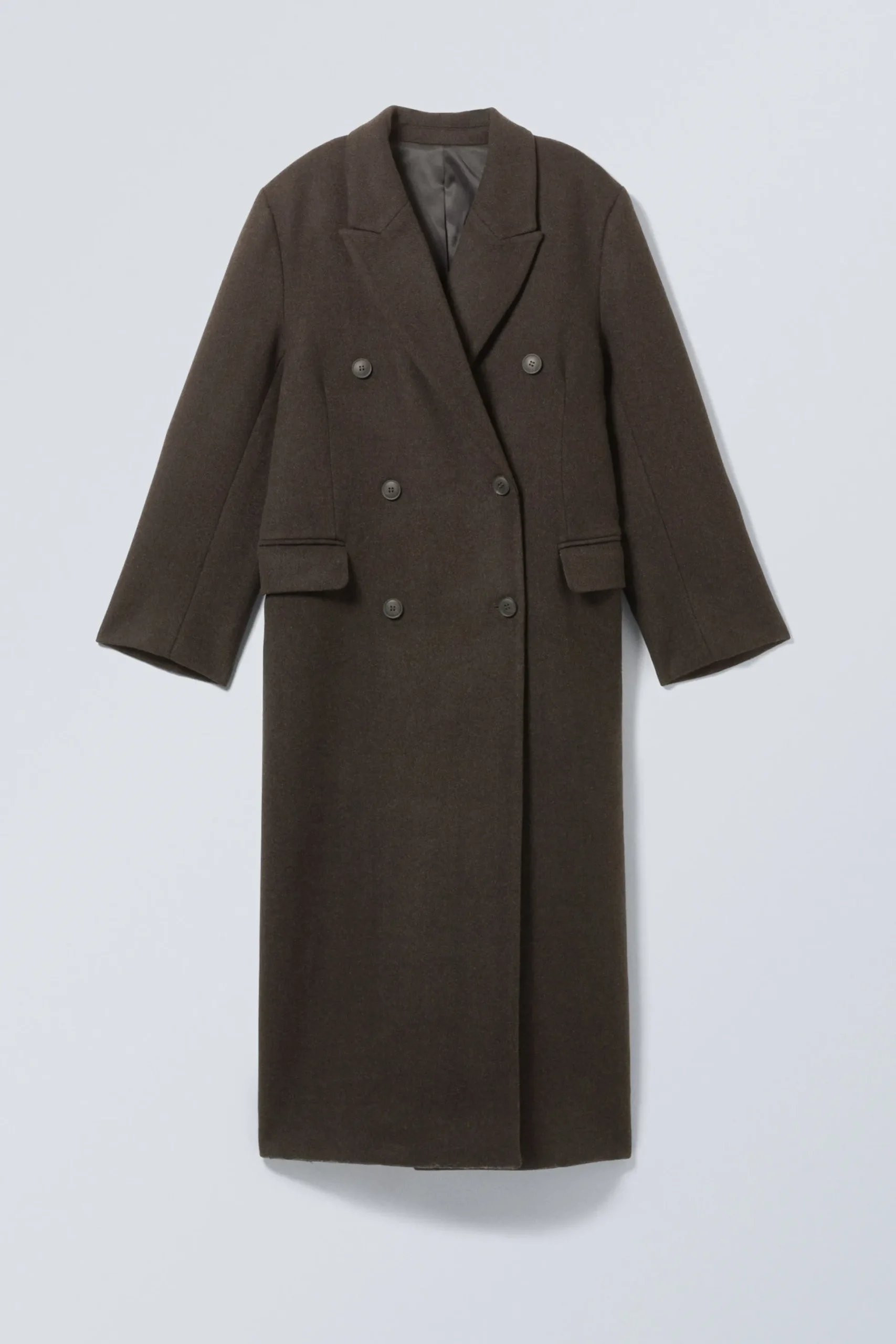 Weekday OVERSIZED DOUBLE-BREASTED WOOL-BLEND COAT dark brown Discount