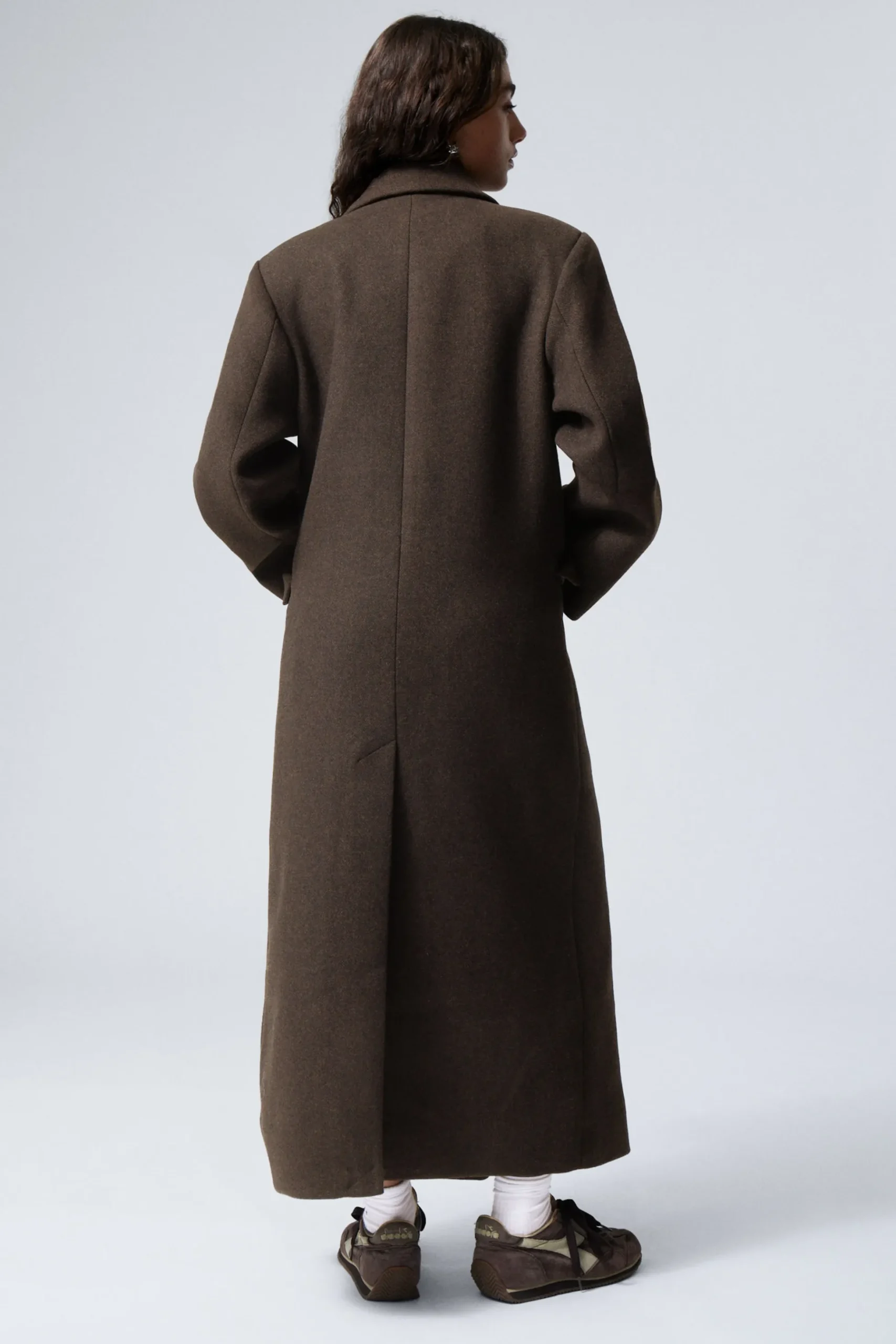 Weekday OVERSIZED DOUBLE-BREASTED WOOL-BLEND COAT dark brown Discount