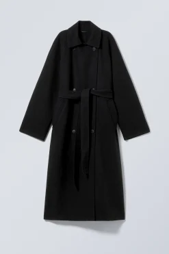 Weekday OVERSIZED DOUBLE-BREASTED WOOL-BLEND COAT black melange Cheap