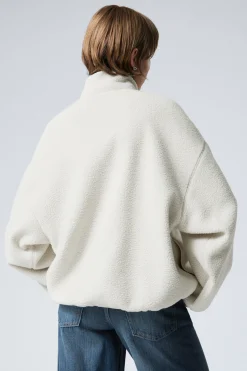 Weekday OVERSIZED HALF-ZIP FLEECE SWEATSHIRT light dusty mole Outlet