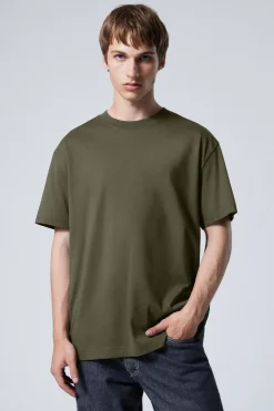 Weekday OVERSIZED HEAVYWEIGHT T-SHIRT dark khaki green Sale