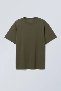 Weekday OVERSIZED HEAVYWEIGHT T-SHIRT dark khaki green Sale