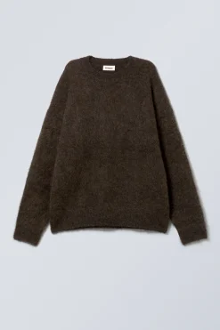 Weekday OVERSIZED KNITTED MOHAIR BLEND SWEATER dark brown melange Hot
