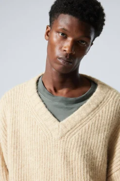 Weekday OVERSIZED KNITTED WOOL-BLEND SWEATER dusty beige Hot