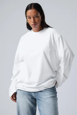 Weekday OVERSIZED LONG SLEEVE T-SHIRT white Cheap