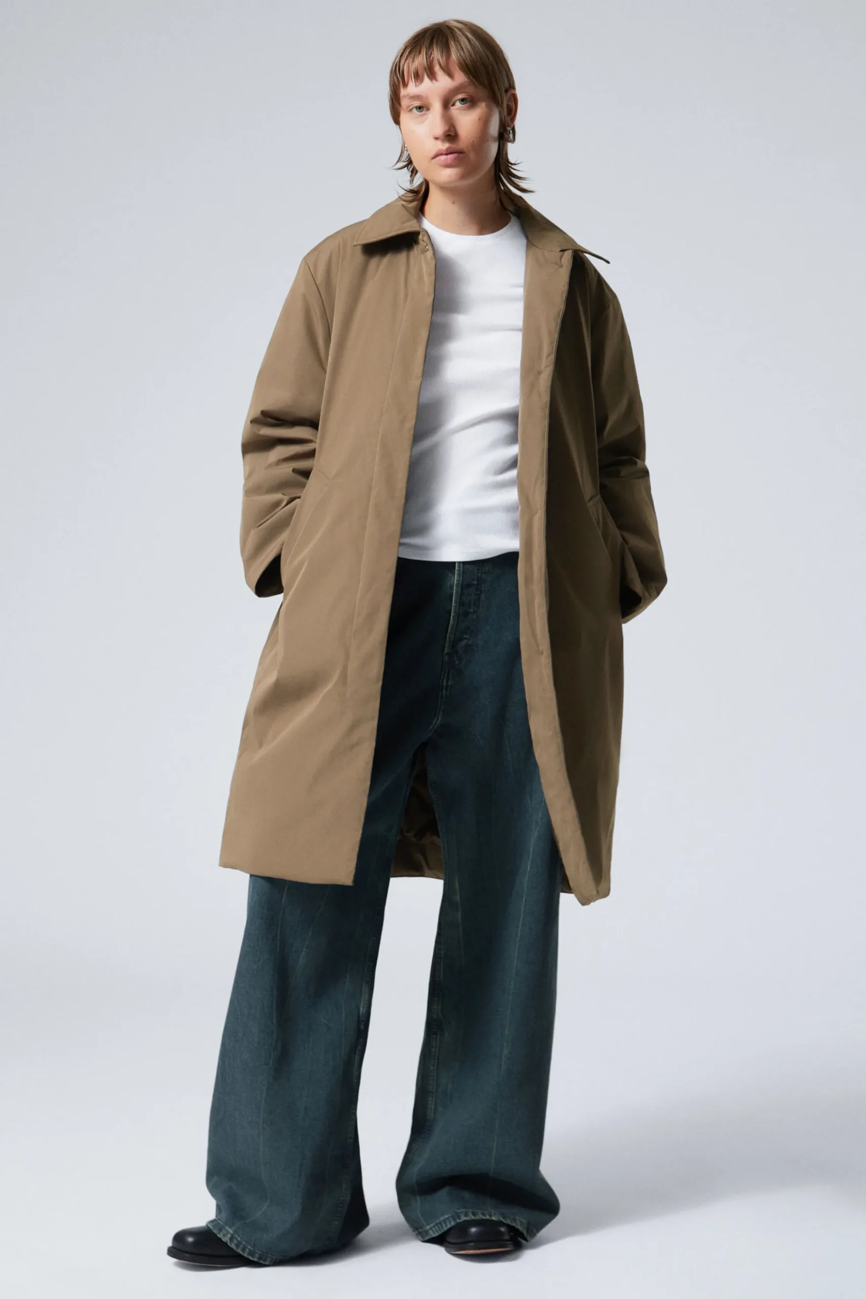 Weekday OVERSIZED PADDED CAR COAT beige khaki Best Sale