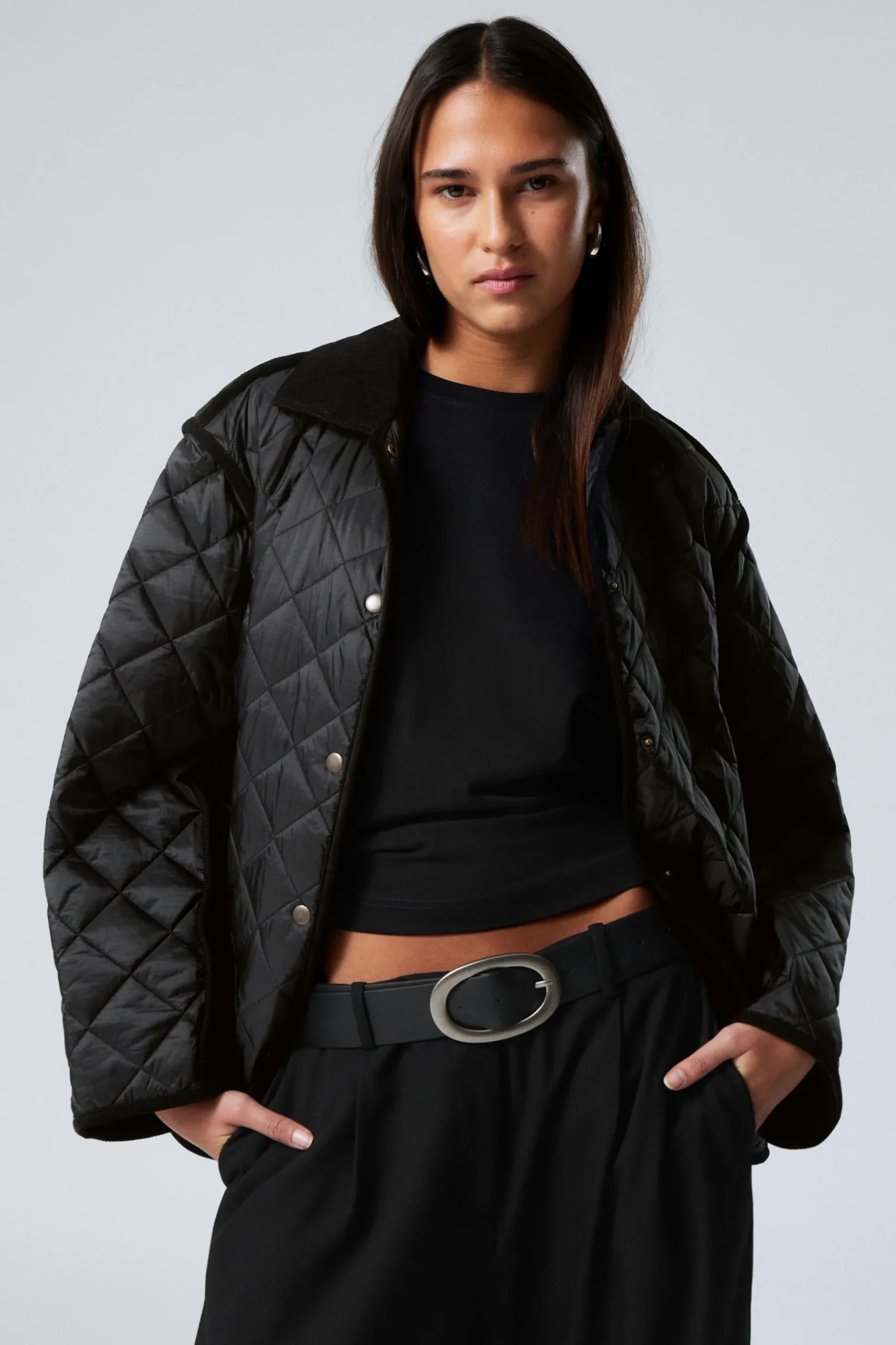 Weekday OVERSIZED QUILTED LINER JACKET black Discount