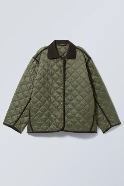 Weekday OVERSIZED QUILTED LINER JACKET dark khaki green Cheap
