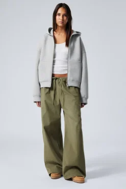 Weekday OVERSIZED SCUBA ZIP-HOODIE grey melange Store
