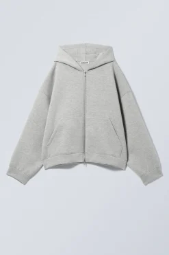 Weekday OVERSIZED SCUBA ZIP-HOODIE grey melange Store