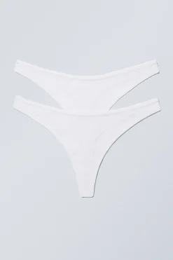 Weekday 2-PACK ASH LACE THONG white Fashion