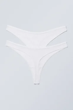 Weekday 2-PACK ASH LACE THONG white Fashion