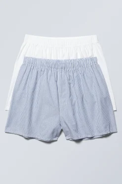 Weekday 2-PACK BOXER SHORTS white, blue stripes Hot
