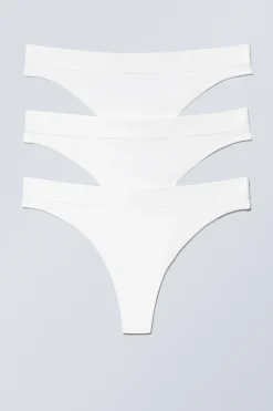 Weekday 3-PACK CAT SOFT SEAMLESS HIGH RISE THONGS white Hot