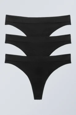 Weekday 3-PACK CAT SOFT SEAMLESS HIGH RISE THONGS black New