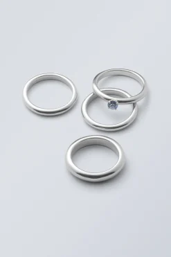 Weekday 4-PACK CRUSH RING SET silver turquoise Outlet