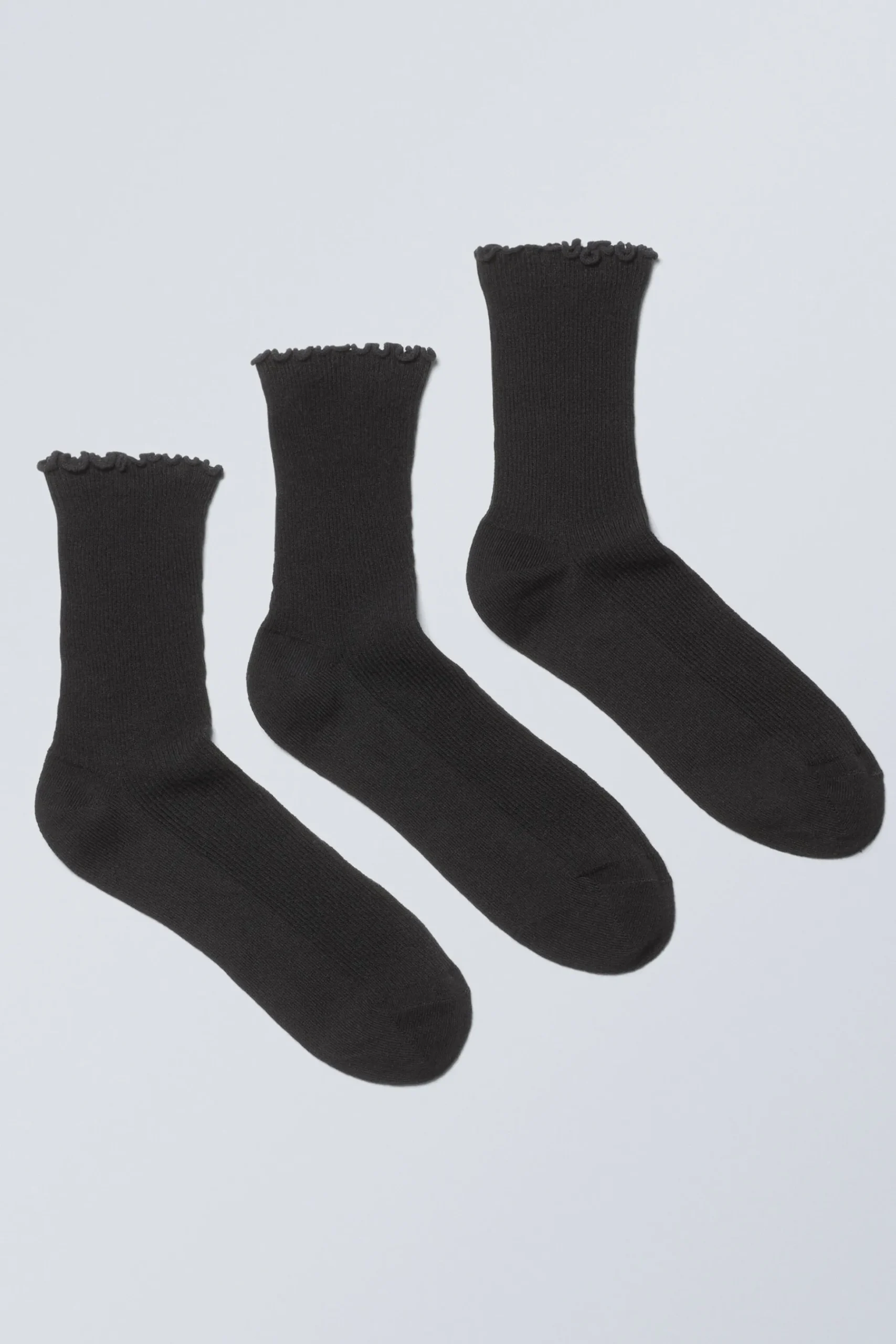 Weekday 3-PACK FRILL EDGE SOCKS black Clearance