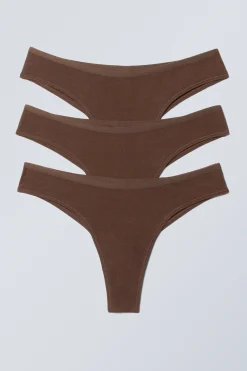 Weekday 3-PACK INEZ BRAZILIAN COTTON BRIEFS dark brown Clearance