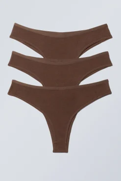Weekday 3-PACK INEZ BRAZILIAN COTTON BRIEFS dark brown Clearance