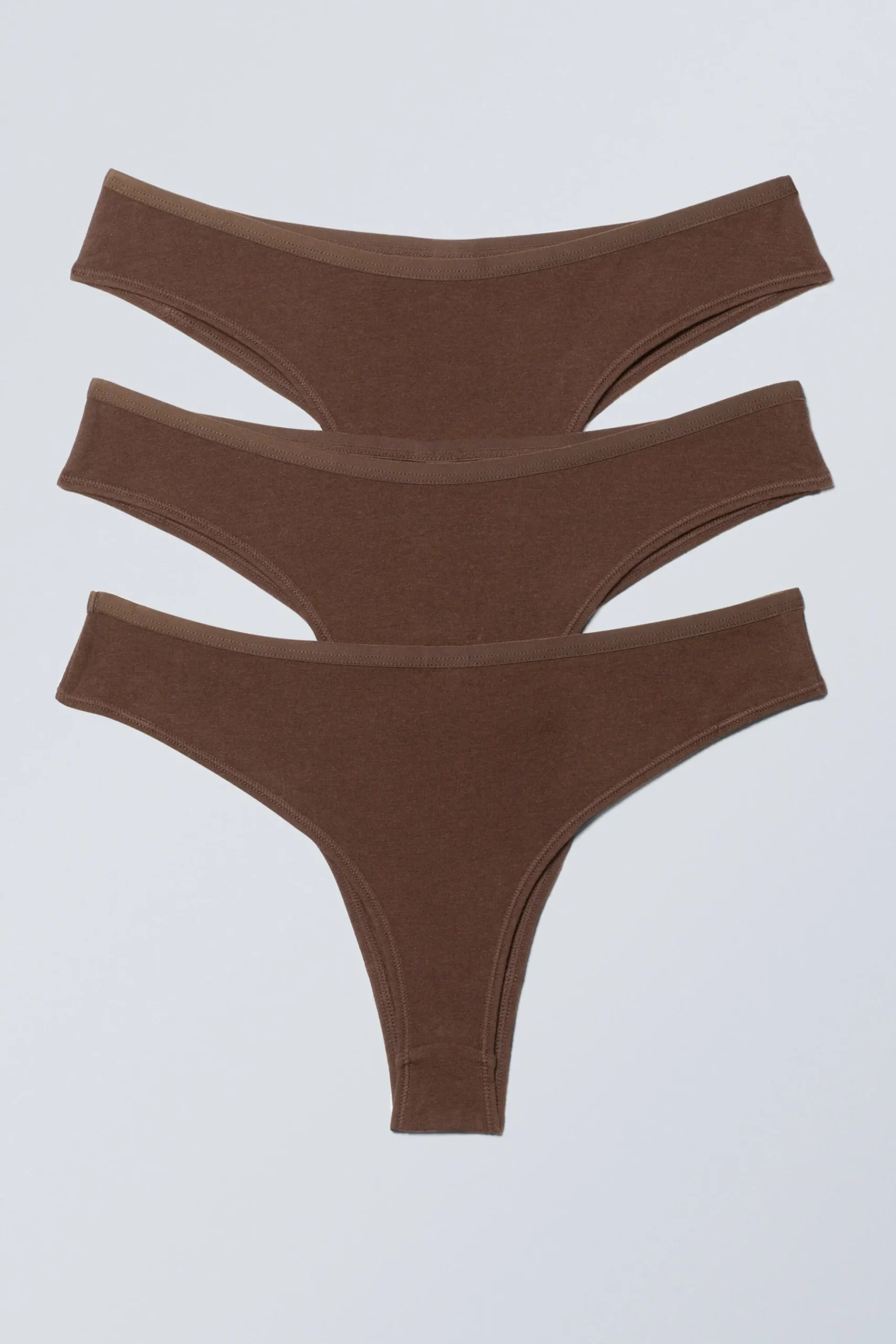 Weekday 3-PACK INEZ BRAZILIAN COTTON BRIEFS dark brown Clearance