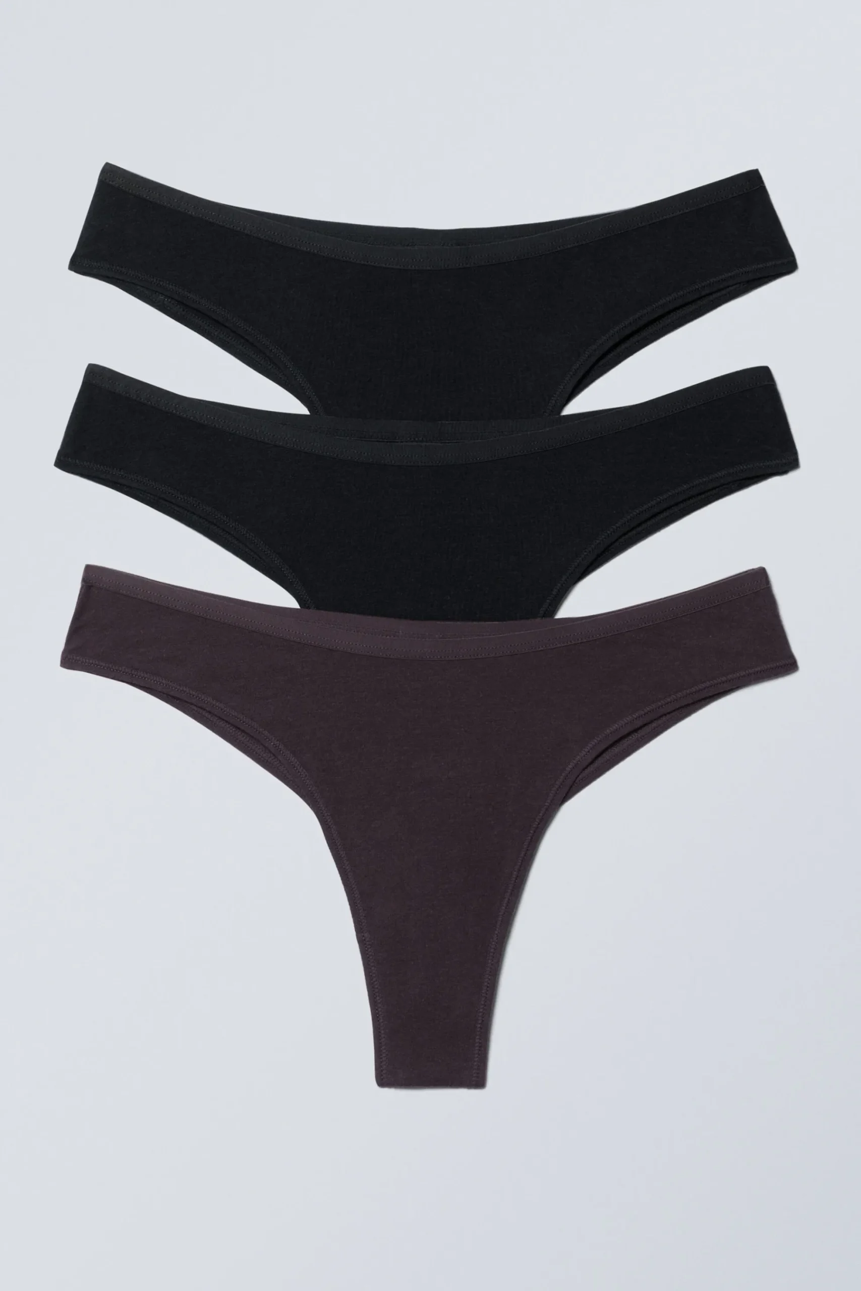 Weekday 3-PACK INEZ BRAZILIAN COTTON BRIEFS black/dark purple Best Sale