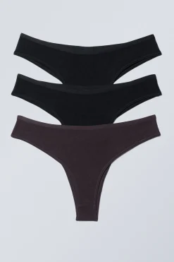 Weekday 3-PACK INEZ BRAZILIAN COTTON BRIEFS black/dark purple Best Sale
