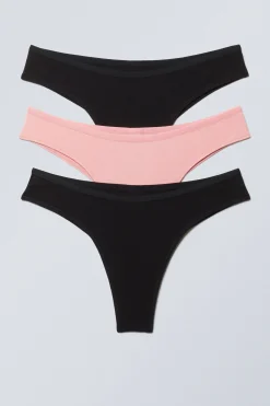 Weekday 3-PACK INEZ BRAZILIAN COTTON BRIEFS black & light pink Discount