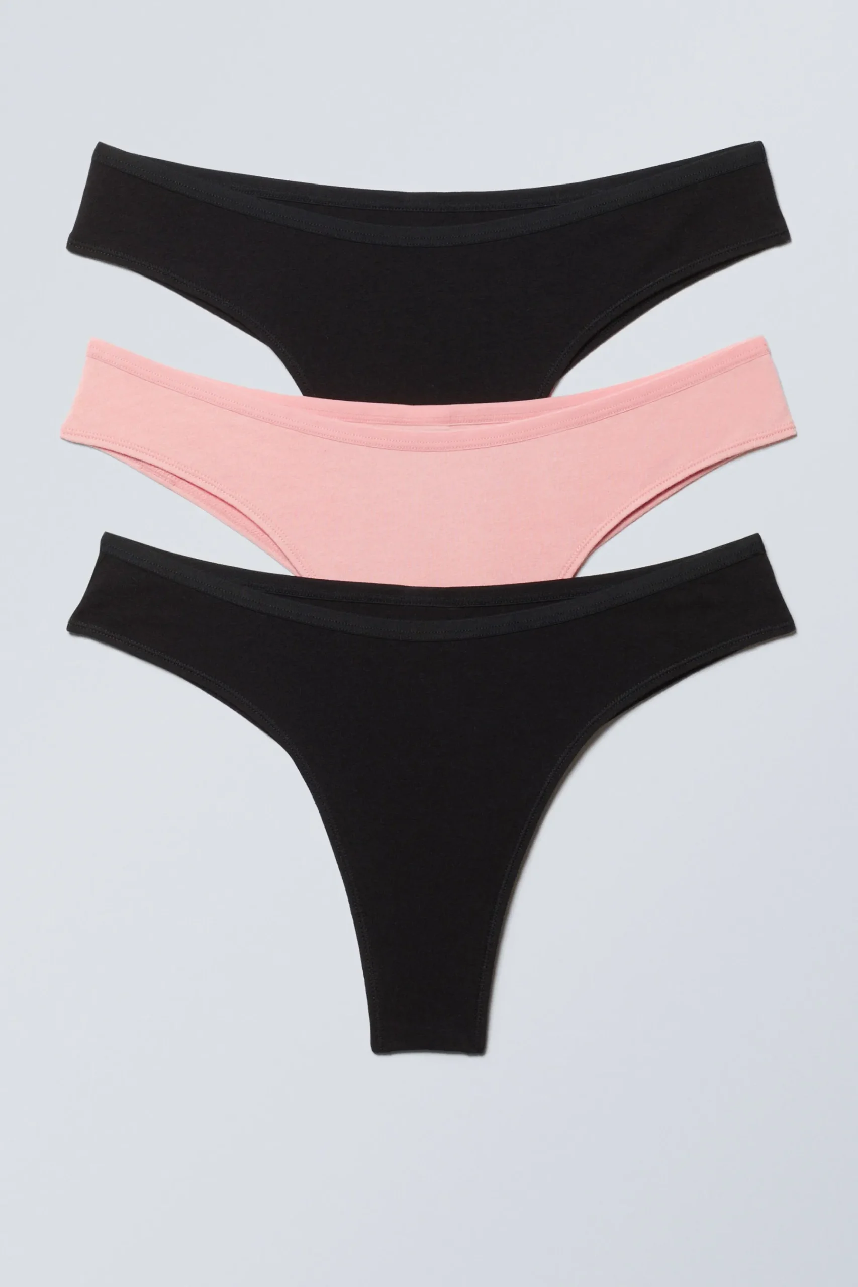 Weekday 3-PACK INEZ BRAZILIAN COTTON BRIEFS black & light pink Discount