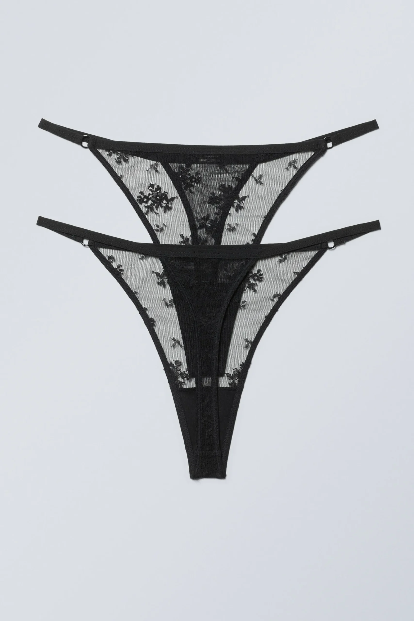 Weekday 2-PACK LACE TANGA THONGS black Shop