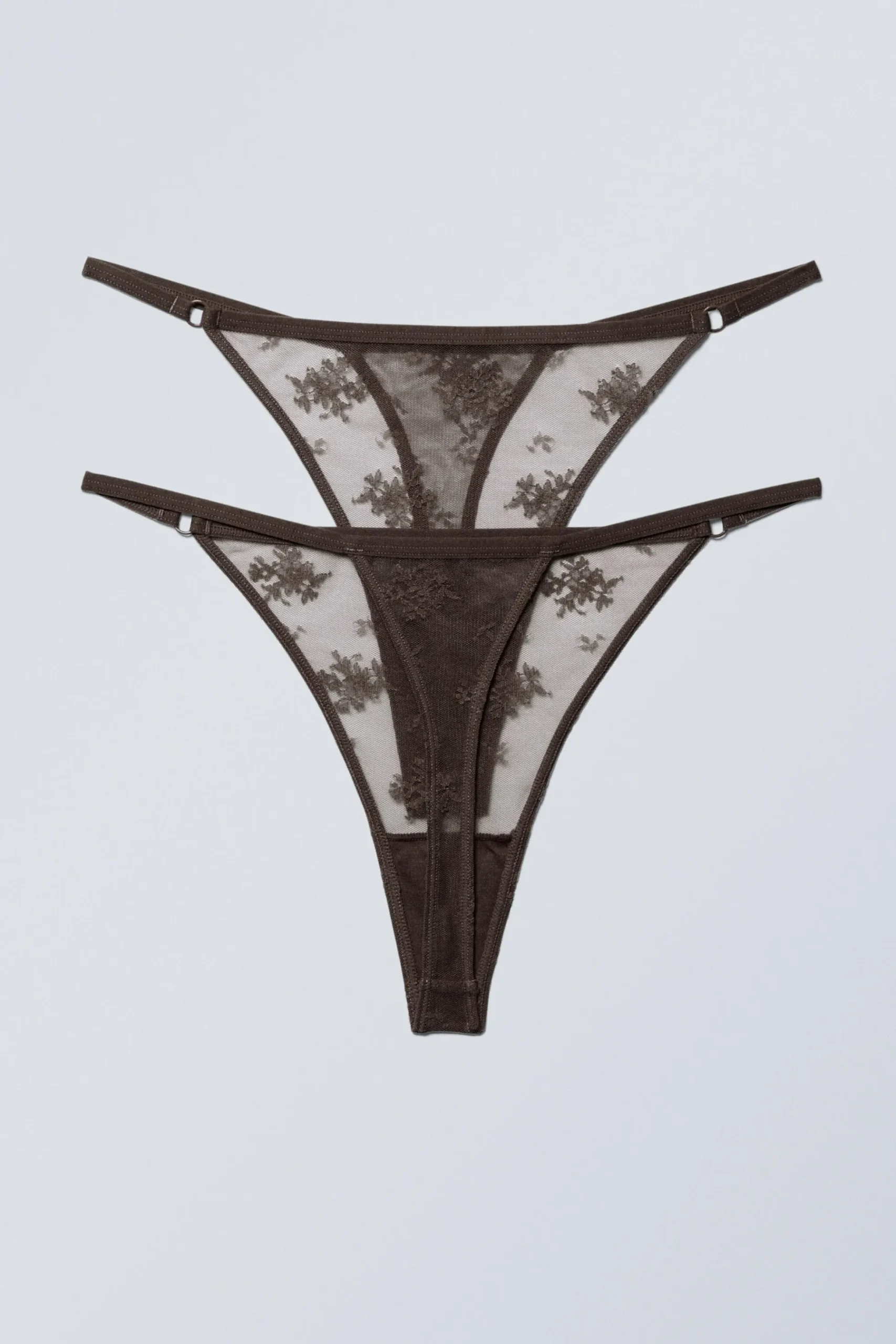 Weekday 2-PACK LACE TANGA THONGS dark brown Online
