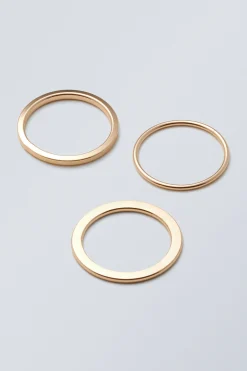 Weekday 3-PACK MINIMAL STEEL RINGS golden Hot